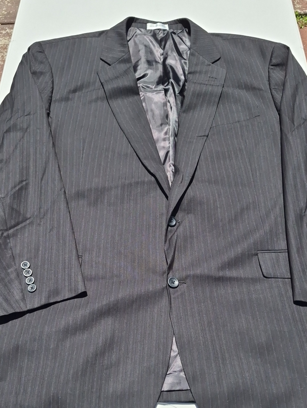 Geoffrey Beene Black Pinstripe Two-Button Suit Jacket